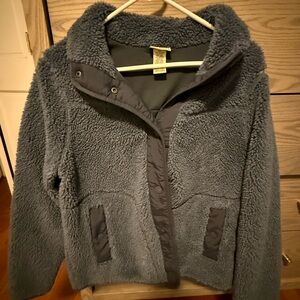 LL Bean Women’s Sherpa Fleece Jacket in Blue-Gray